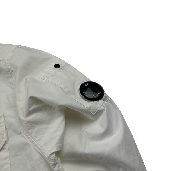 CP Company White Cotton Buttoned Overshirt - Medium
