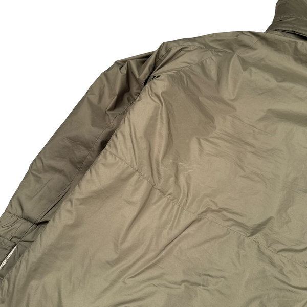 CP Company Reversible Thick Nylon Khaki Goggle Fleece Lined Hooded Jacket - Large