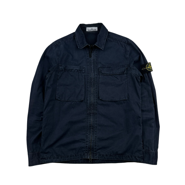 Stone Island 2018 Navy Cotton Zipped Overshirt - Medium