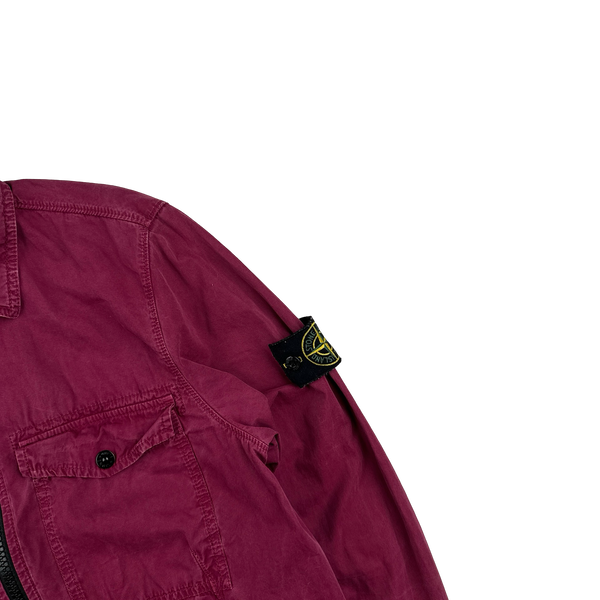 Stone Island 2019 Magenta Cotton Zipped Overshirt - Small