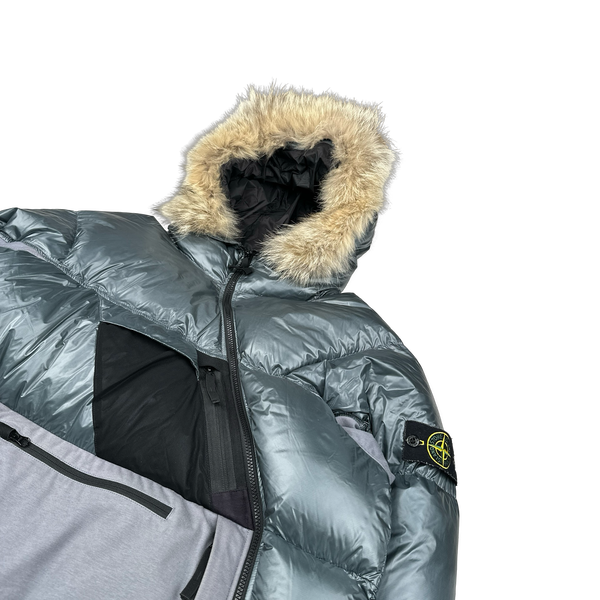 Stone Island 2017 Blue Pertex Quantum Fur Hood Puffer Jacket - XL