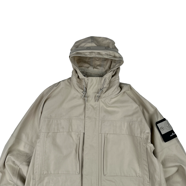 Stone Island 2024 Beige O-Ventile Ghost Zipped Hooded Multi Pocket