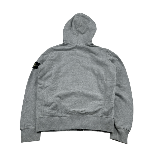 Stone Island 2019 Light Grey Zipped Cotton Hoodie - Small