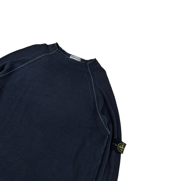 Stone Island 2003 Navy Ribbed Cotton Jumper - XXL