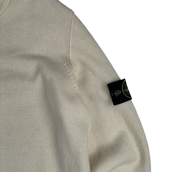 Stone Island 2008 Cream White Wool Crewneck Jumper - 3XL