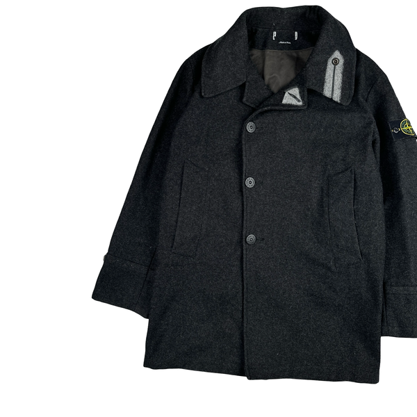 Stone Island 2000 Grey Vintage Wool Blazer Duffle Coat  - Large