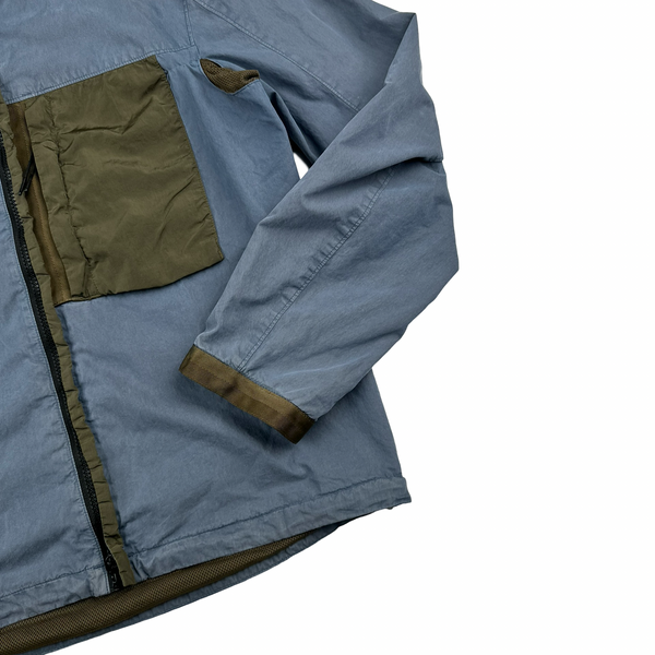 CP Company Blue Brown Pocket Cotton 50 Fili Goggle Overshirt - Small