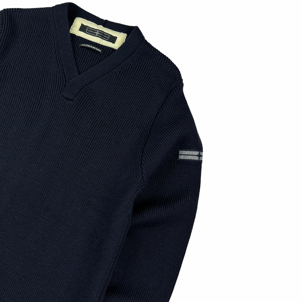 Stone Island 2006 Navy Denims Wool Knit Pullover Jumper - Large
