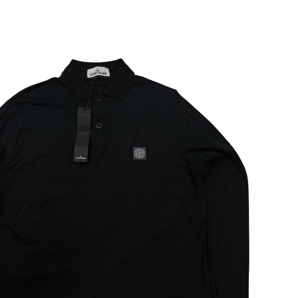 Stone Island 2017 Black Longsleeve Cotton Polo Shirt - XL