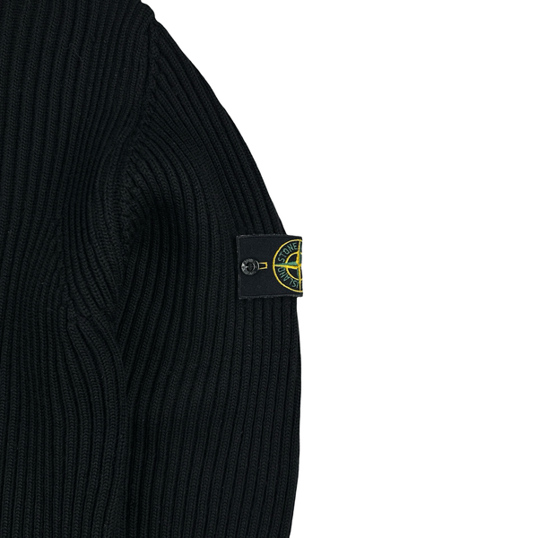 Stone Island 2001 Black Lana Wool Vintage Ribbed High Neck Jumper - Large