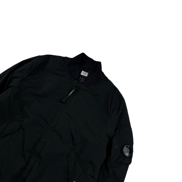 CP Company Black Nycra Quilted Lined Bomber Jacket - Large
