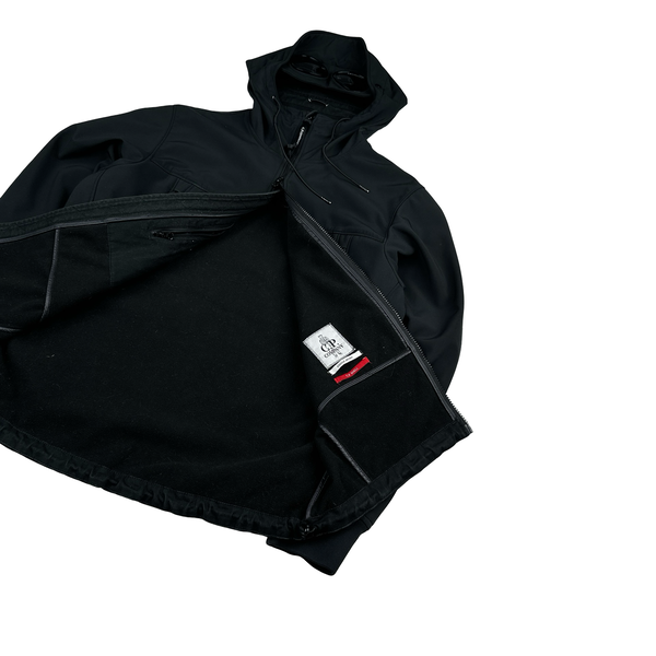 CP Company Fleece Lined Black Soft Shell Zipped Jacket - Large