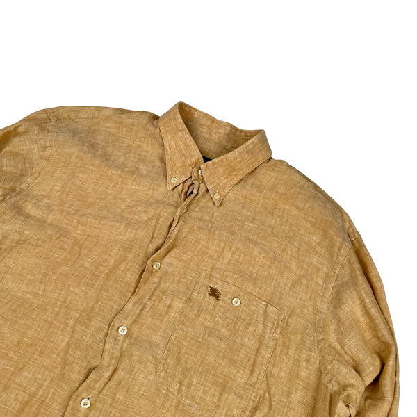 Burberry Orange Linen Emblem Buttoned Shirt - XL
