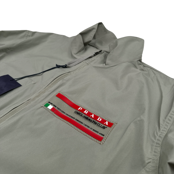 Prada Khaki Caroli Health Club Strech Lightweight Windbreaker Jacket - Large