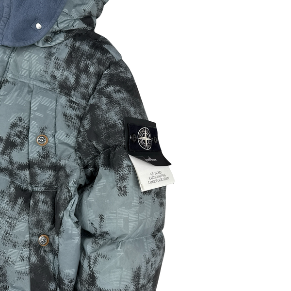 Stone Island 2024 Ice Earth Mapping Camouflage Down Jacket - Large