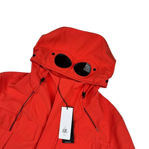 CP Company Coral Red Shell R Goggle Multi Pocket Jacket - Large