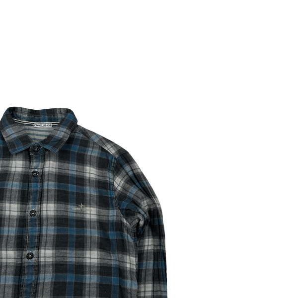 Stone Island 2011 Blue Cotton Plaid Buttoned Shirt - Medium