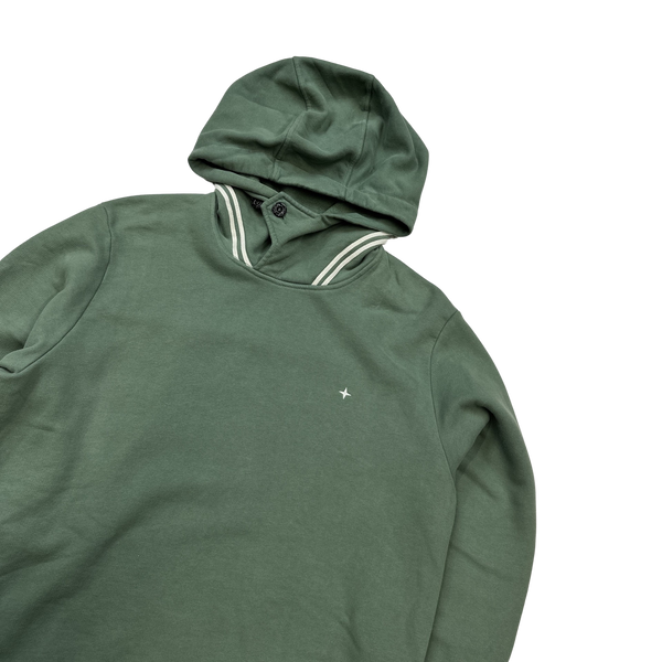 Stone Island Marina Green Cotton Pullover Hoodie - Medium
