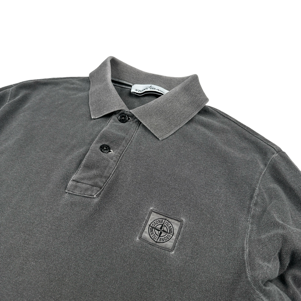 Stone Island 2016 Grey Cotton Slim Fit Longsleeve Polo - Small