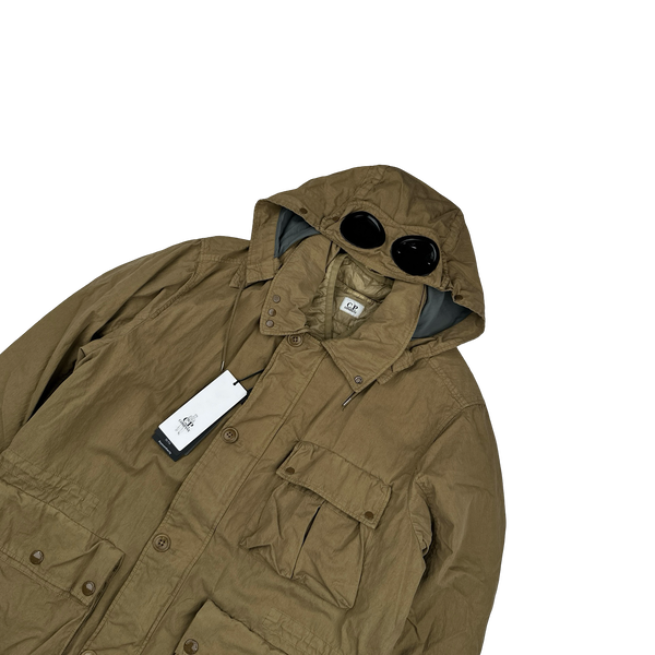 CP Company 50 Fili Down Filled Brown Goggle Jacket - Medium, Large
