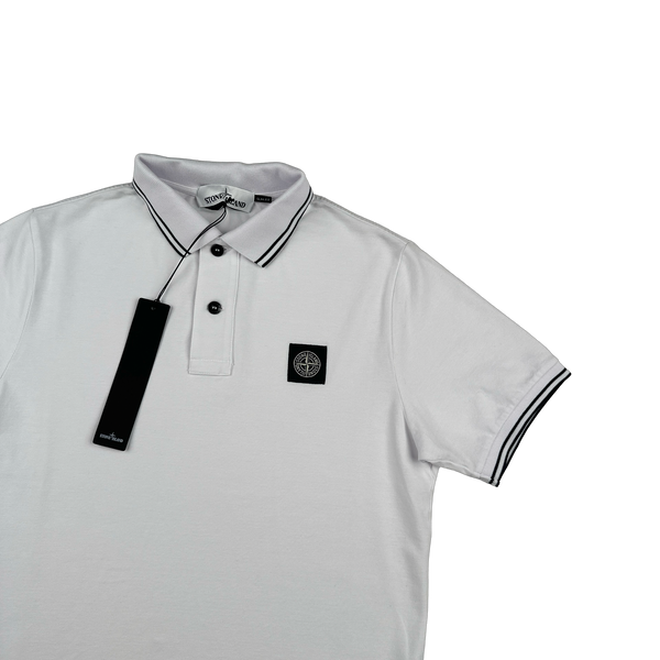 Stone Island 2025 White Cotton Polo Shirt - Small
