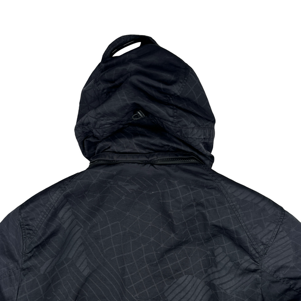 CP Company Black M Bossed Quilted Goggle Jacket - Medium