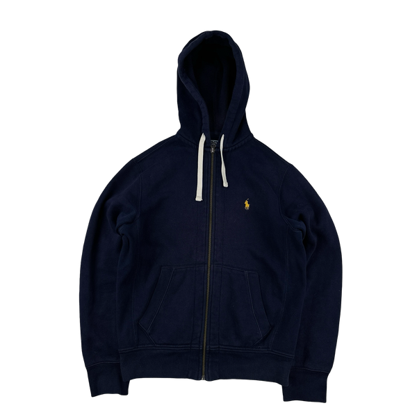 Ralph Lauren Navy Thick Cotton Zipped Hoodie - Small