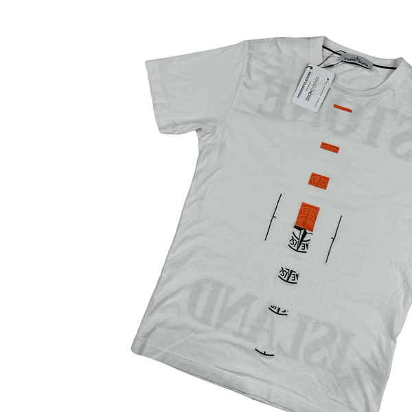 Stone Island 2020 Graphic Spellout White T Shirt - Large