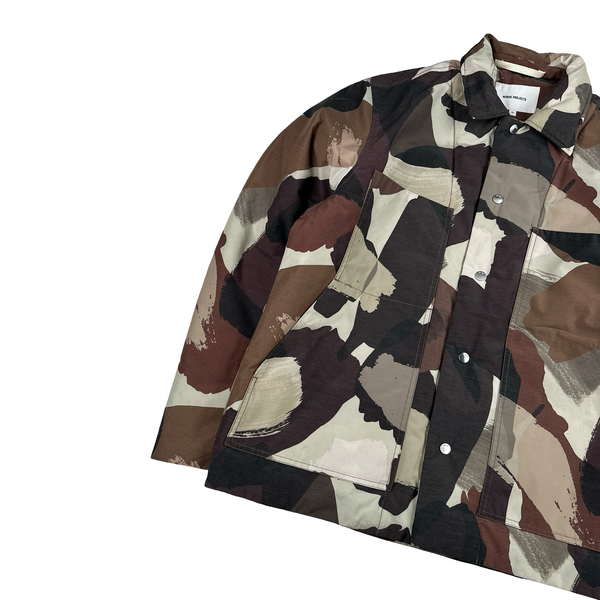 Norse Projects Brown Camo Buttoned Collared Jacket - Medium