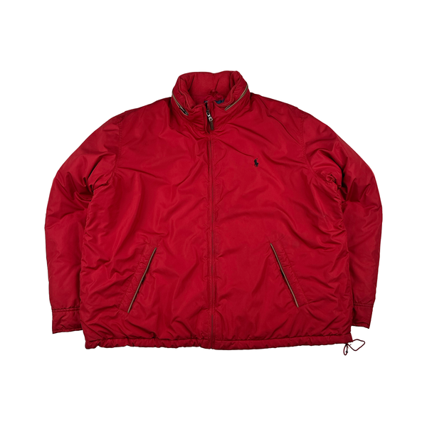Ralph Lauren Red Cotton Lined Padded High Neck Jacket - XXL