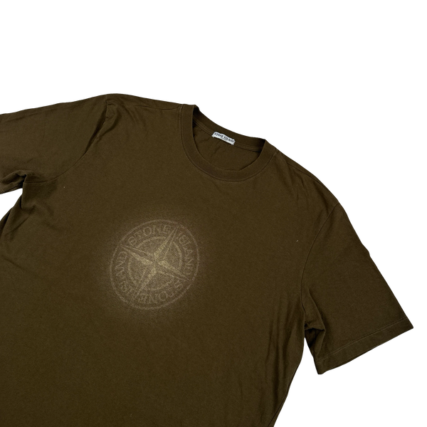 Stone Island 2007 Khaki Cotton Glow Compass T Shirt - XXL