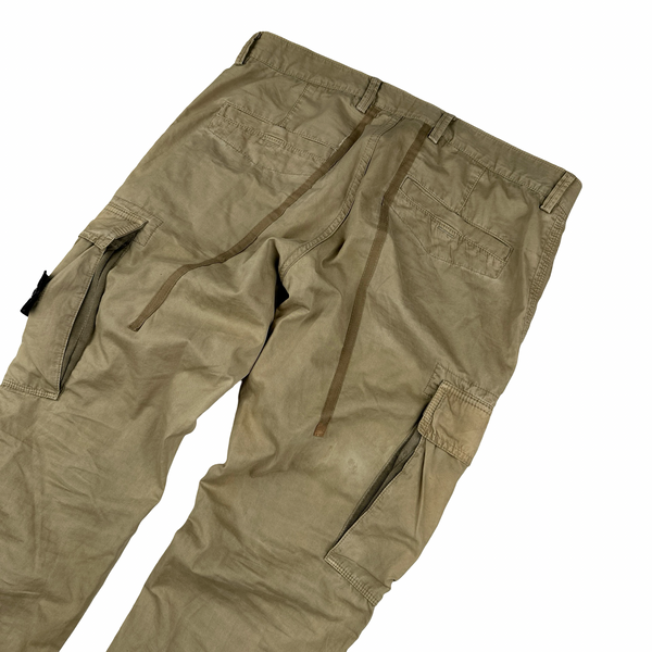 Stone Island Garment Dyed Beige Cargo Combat Trousers - Small