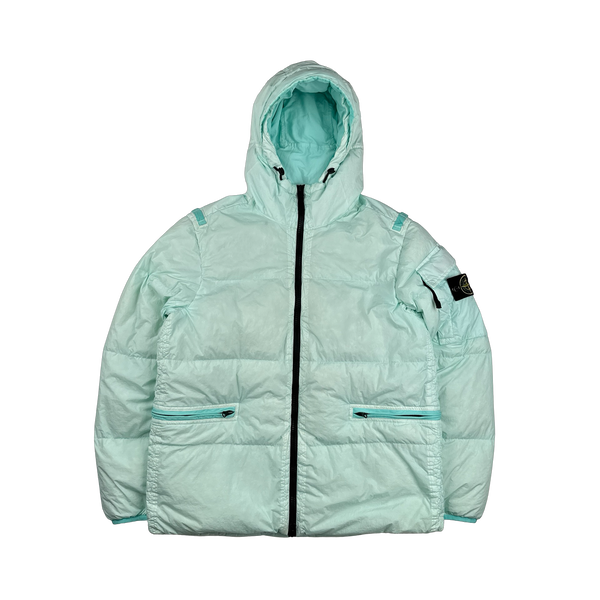 Stone Island 2022 Mint Green Crinkle R-NY Down Puffer Jacket - Medium