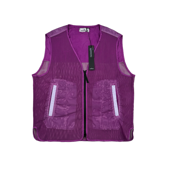 Stone Island 2023 Purple Reflective Marina Mesh Vest - XL