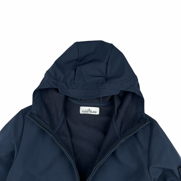 Stone Island Navy Hooded Soft Shell R Jacket - Small