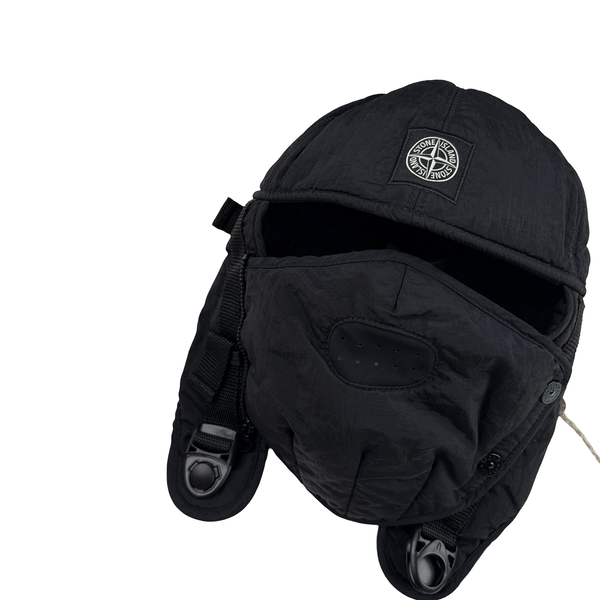 Stone Island 2022 Black Econyl Nylon Metal Face Cover Hat - XL