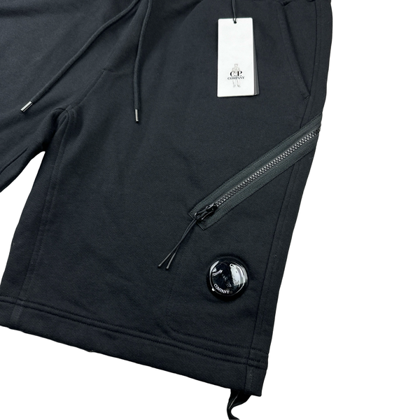 CP Company Black Cotton Fleece Shorts - Large