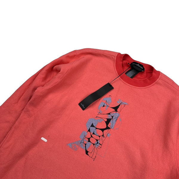 Stone Island 2022 Shadow Project Coral Graphic Print Soft Cotton Crewneck - Small