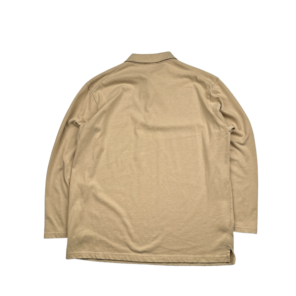 Stone Island Vintage 2001 Sand Spellout Cotton Longsleeve Polo - Large