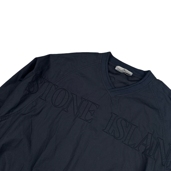 Stone Island 2023 Navy Light Cotton Tela Spellout Pullover - Medium
