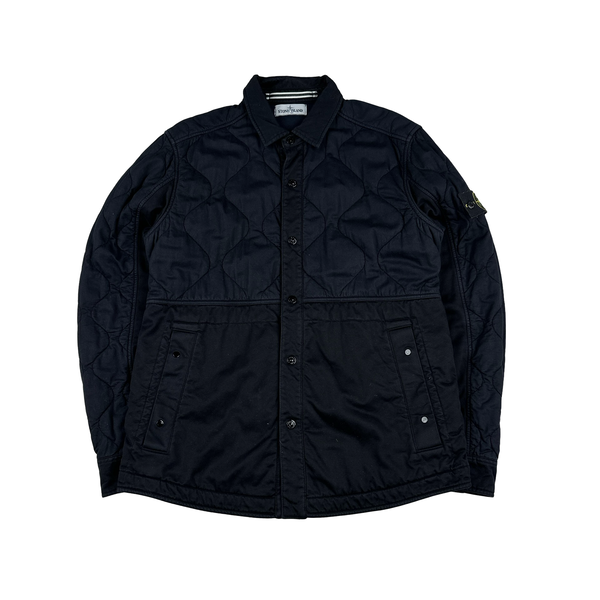 Stone Island Navy Cotton Quilted Overshirt - Large