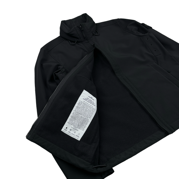Stone Island 2023 Black Soft Shell R e.Dye Fleece Lined Zipped Jacket - Medium