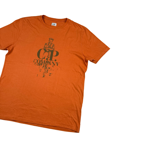 CP Company Cotton Orange Spellout T Shirt - XL