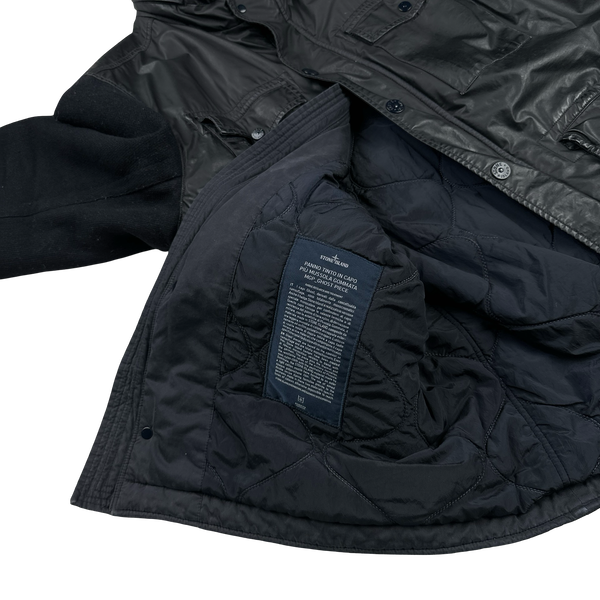 Stone Island 2013 Navy Ghost Piece Panno Tinto Capo Piu Mussola Gommata Jacket - 3XL