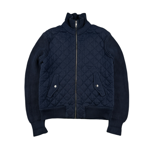 Burberry Navy Quilted Cotton Thick Padded Zipped Jumper - XL