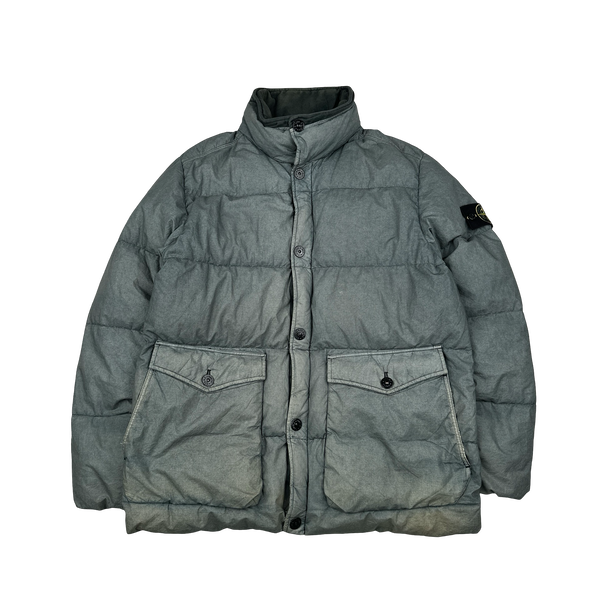 Stone Island 2017 Grey Resin Poplin Down TC Puffer - Medium