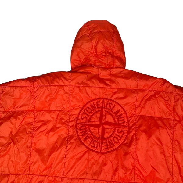 Stone Island 2019 Orange Garment Dyed Quilted Micro Yarn Poncho Pullover Jacket - Medium