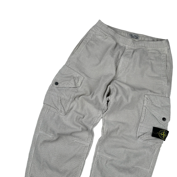 Stone Island 2023 RE T White Corduroy 400 Cargo Trousers - Small