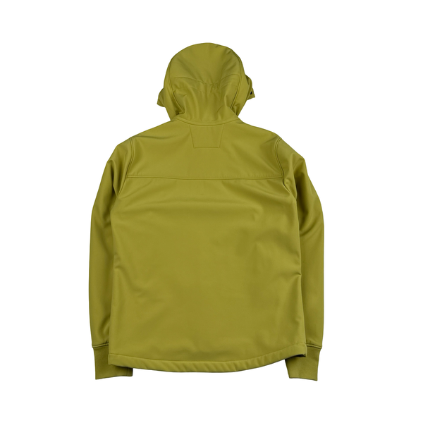 CP Company Olive Soft Shell R Goggle Hooded Zipped Jacket - Small