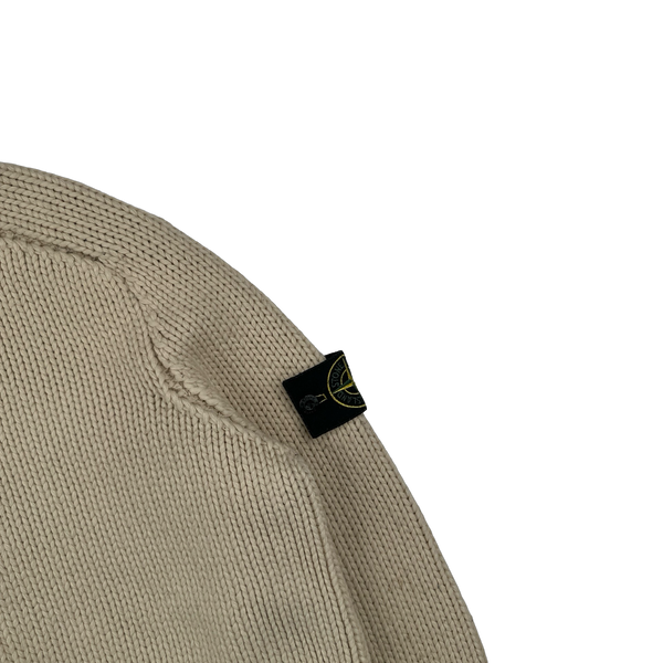 Stone Island 2004 Cream Cotton Heavyweight Knit Jumper - Small